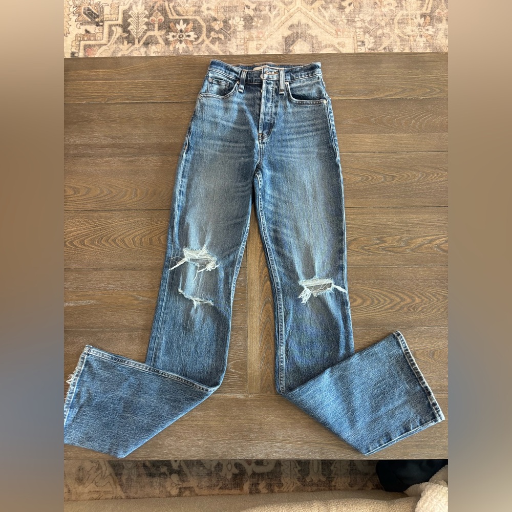 Hudson Jeans Blue Straight Leg Denim with Distressed Details
